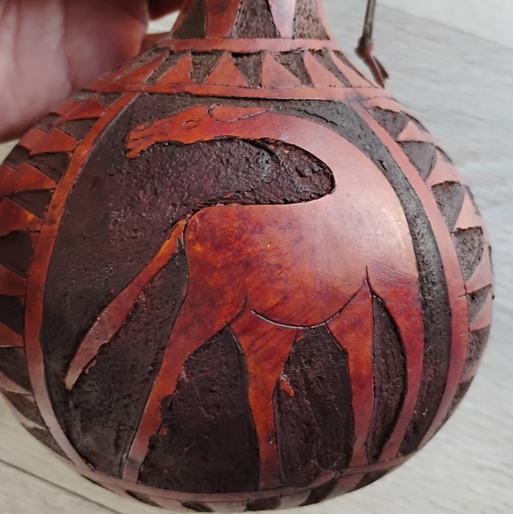Vintage Maasai Hand Carved Gourd Giraffe Home Decor Kenya - Picture 6 of 13